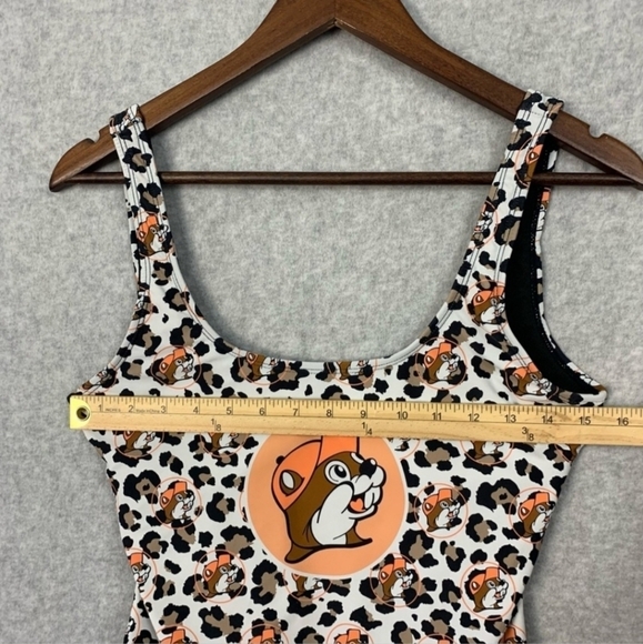 Buc-ee's All Over Leopard Print One Piece Swimsuit Women's XS Logo Graphic EUC - Picture 8 of 11